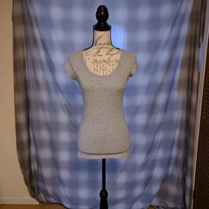 Ladies Grey Scoop neck Short Sleeve top
